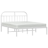 Metal Bed Frame without Mattress with Headboard White 140x190cm 353684