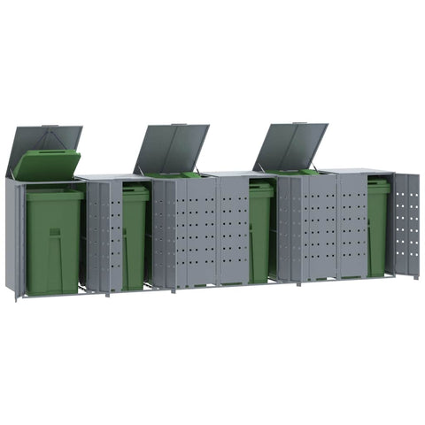 Wheelie Bin Storage for 6 Bins Grey 414x79x117 cm Steel 3279991