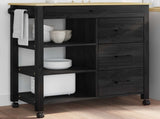 Kitchen Trolley MONZA Black 84 x 40 x 88.5 cm Solid Pine Wood 42027042