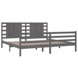 Bed Frame Grey Solid pinewood Double Decorative Inlays 3104305