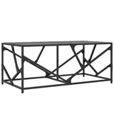 Coffee Table with Black Glass Top 98.5x50x41 cm Steel 845997