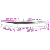 Bed Frame Grey Sonoma Engineered wood, Plywood Double Durable 3209847