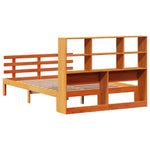 ZNTS Bookcase Bed without Mattress Wax Brown 140x190cm Solid Wood Pine 3322771