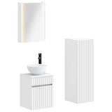 Bathroom Furniture Set 4 pcs White Engineered Wood and Glass 3407471