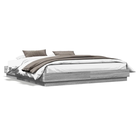 ZNTS Bed Frame Grey Sonoma 180x200 cm Super King Engineered Wood 3209840