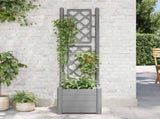 Garden Planter with Trellis 43x43x142 cm PP Stone Grey 317581