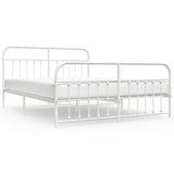 Metal Bed Frame without Mattress with Footboard White 180x200cm 352649