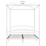 284473 Canopy Bed Frame without Mattress White Metal 180x200 cm Super King