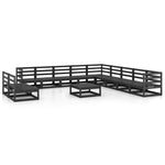 ZNTS 12 Piece Garden Lounge Set Black Solid Pinewood 3075883