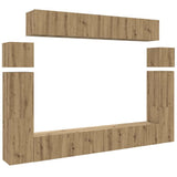 8 Piece TV Cabinet Set Wall-mounted Artisan Oak Engineered Wood 3329012