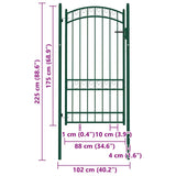 Fence Gate with Arched Top Steel 100x175 cm Green 146366