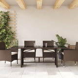 Garden Table with Glass Top Brown 190x80x74 cm Poly Rattan 365305