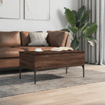 ZNTS Coffee Table Brown Oak 100x50x45 cm Engineered Wood and Metal 845415