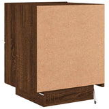 Bedside Cabinet with LED Lights Brown Oak Engineered Wood 836747