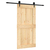 Sliding Door Natural and Black 100 x 210 cm Solid Pine Wood 3445163