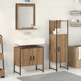 Bathroom Furniture Set with Shelf 3 pcs Brown Engineered wood 3334358