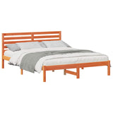 Bed Frame with Headboard Wax Brown 140 x 200 cm Solid Pine Wood 872289