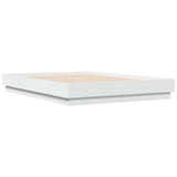 Bed Frame White Engineered Wood, Plywood Double Sturdy 3209870
