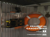 7 x 5ft Galvanised Metal Shed, with Sliding Door - Green T3398P314177