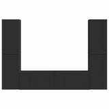TV Cabinet Set 6 pcs Black Engineered Wood 3409106