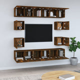 10 Piece TV Cabinet Set Smoked Oak Engineered Wood 3120215