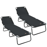 Folding Sun Lounger 2 pcs Black 188 x 57 x 86.5 cm Polyester 42003147