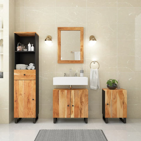 4 Piece Bathroom Furniture Set Solid Wood Acacia 3200642