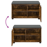 Hall Bench with Cushion with Shelf Smoked Oak 80 x 38 x 46 cm 891508