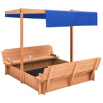 Sandbox with Roof Firwood 112x112x112 cm 316474
