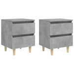 ZNTS Bed Cabinets & Solid Pinewood Legs 2 pcs Concrete Grey 40x35x50 cm 805860