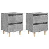 ZNTS Bed Cabinets & Solid Pinewood Legs 2 pcs Concrete Grey 40x35x50 cm 805860