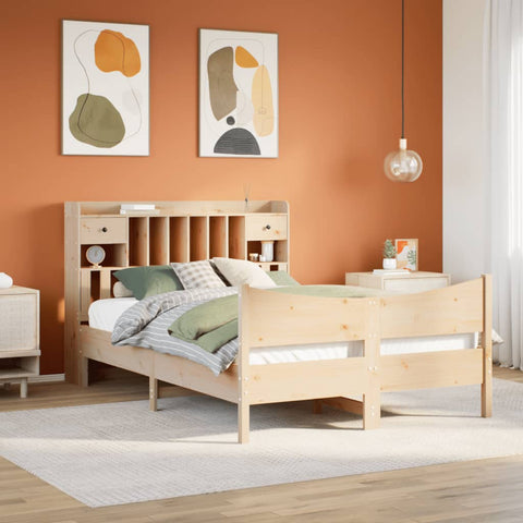 ZNTS Bed Frame without Mattress 140x200 cm Solid Wood Pine 3323377