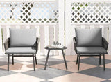 3-Piece Rattan Bistro Set, Garden Table and Chairs with 4 Cushions, Patio Rattan Conversation T3398P553416
