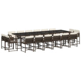 17 Piece Garden Dining Set with Cushions Brown Poly Rattan 3211605