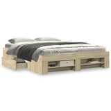Bed Frame without Mattress Sonoma Oak 150x200 cm King Size Engineered Wood 3295466
