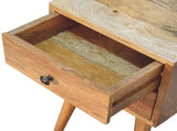 Solid Wood Mini Oak-ish Bedside, 2 Drawers, Brown B2743P402998