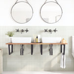 Basin Shelf Wall Mounted Steel and Solid Wood Acacia 3302899