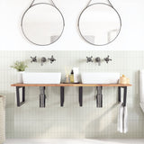 Basin Shelf Wall Mounted Steel and Solid Wood Acacia 3302899