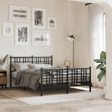 Metal Bed Frame without Mattress with Footboard Black 120x200cm 376340