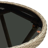 Tea Table Beige 60 cm Poly Rattan and Tempered Glass 310559