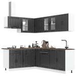 ZNTS 11 Piece Kitchen Cabinet Set Lucca Black Engineered Wood 3314892