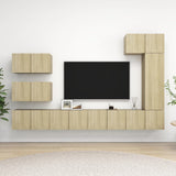 8 Piece TV Cabinet Set Sonoma Oak Engineered Wood 3079031