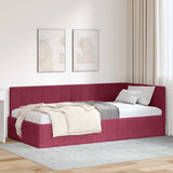 Corner Bed Frame with Headboard Wine Red 100 cm x 200 cm Velvet 42016321