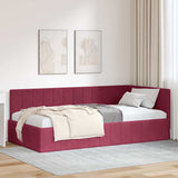 Corner Bed Frame with Headboard Wine red 100 x 200 cm Velvet 42016321