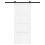 Sliding Door White and Black 93 x 232 cm Solid Pine Wood 3333211