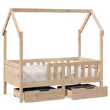 Kids Bed Frame with Drawers without Mattress 80x160 cm Solid Wood 3302041