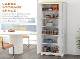 Freestanding 4-Door Kitchen Cupboard, Storage Cabinet Organizer with 4 Shelves, White T3398P342367