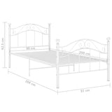 Bed Frame without Mattress White Metal 90x200 cm 324989