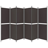 6-Panel Room Divider Brown 300x180 cm Fabric 350223