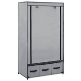 Wardrobe Grey Polyester, Iron Medium Collapsible Wardrobe 282460
